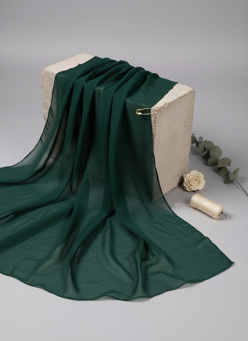 Green Colour Pure Organza Plain Dyed Fabric