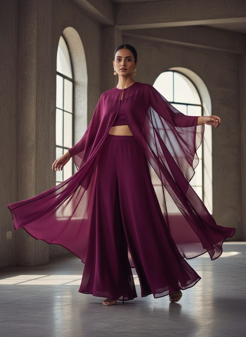 Wine Colour Pure Organza Plain Dyed Fabric