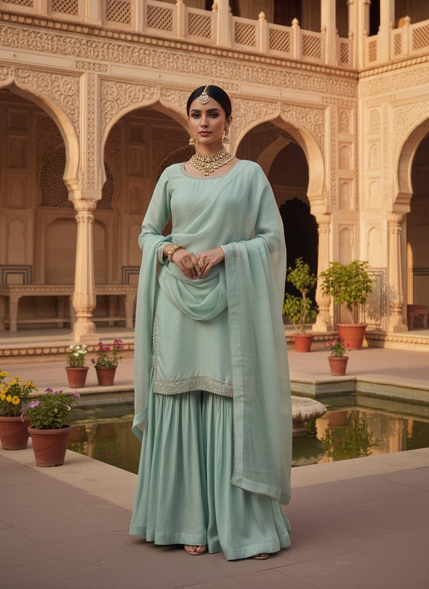 Light-Sky Blue Colour Pure Organza Plain Dyed Fabric