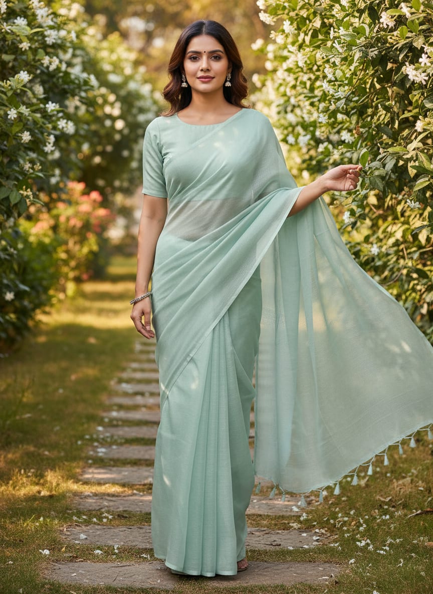 Light-Sky Blue Colour Pure Organza Plain Dyed Fabric