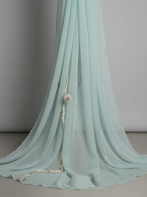 Light-Sky Blue Colour Pure Organza Plain Dyed Fabric