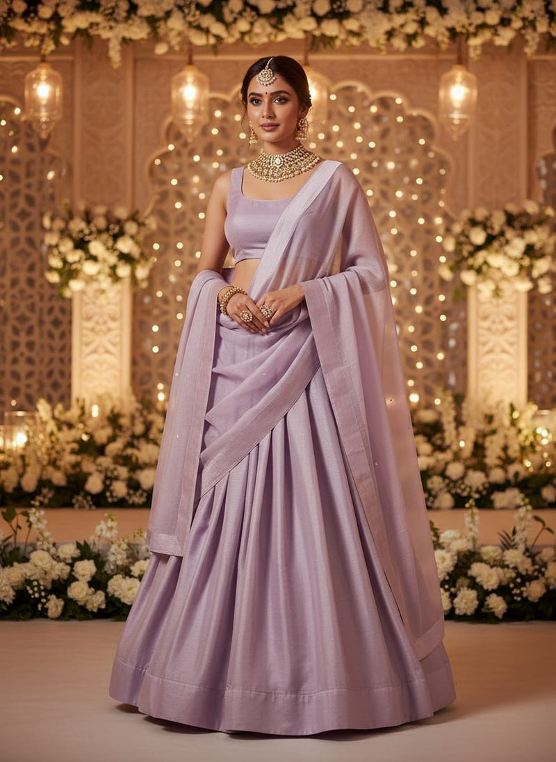 Lavender Colour Pure Organza Plain Dyed Fabric