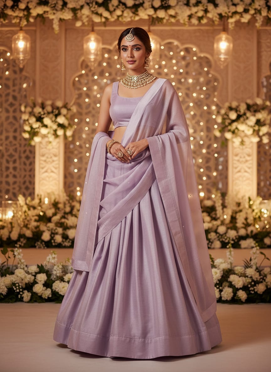 Lavender Colour Pure Organza Plain Dyed Fabric