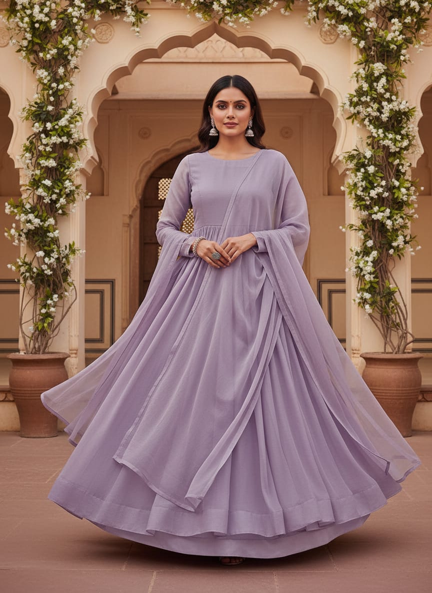 Lavender Colour Pure Organza Plain Dyed Fabric