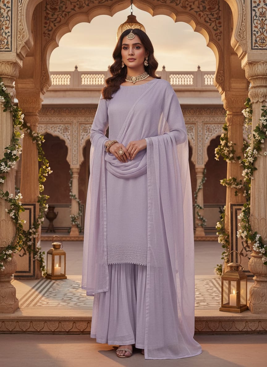 Purple Organza Plain Dyed Fabric