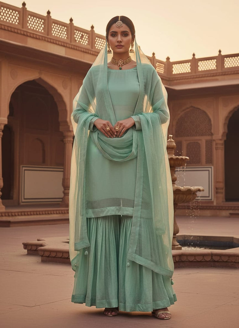Light Pista Green Colour Pure Organza Plain Dyed Fabric
