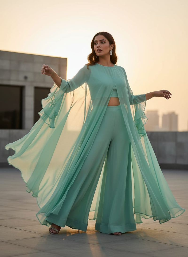 Light Pista Green Colour Pure Organza Plain Dyed Fabric
