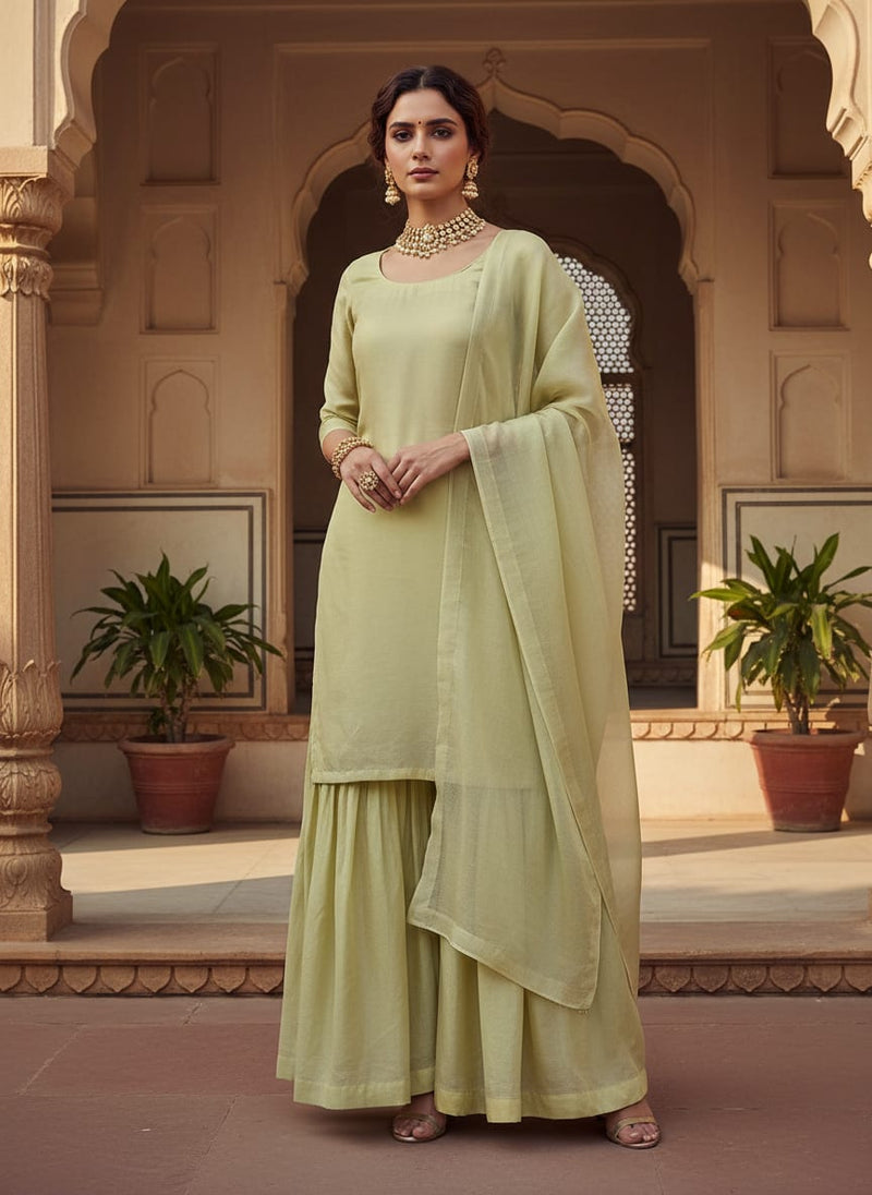Light Pista Colour Pure Organza Plain Dyed Fabric