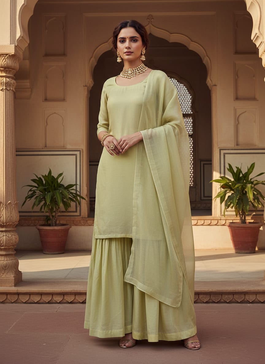 Light Pista Colour Pure Organza Plain Dyed Fabric
