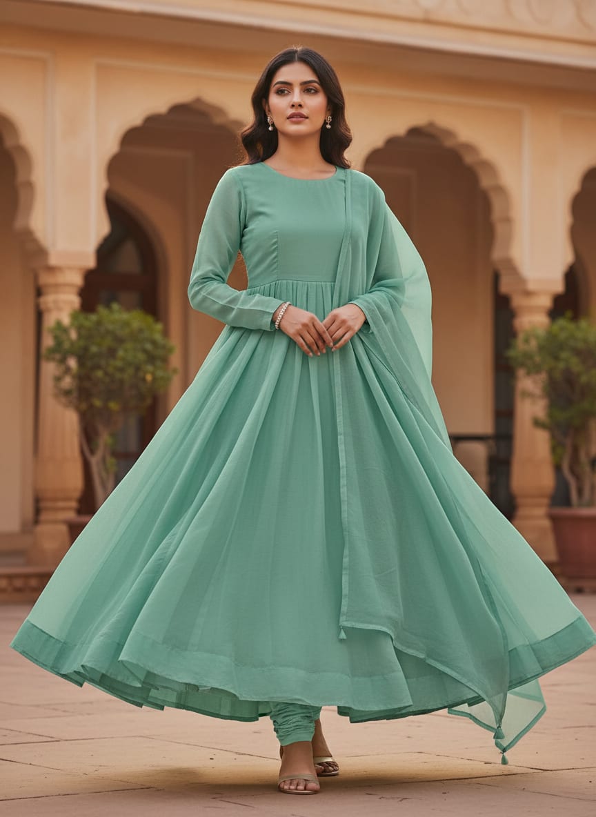 Pastel Blue Colour Pure Organza Plain Dyed Fabric