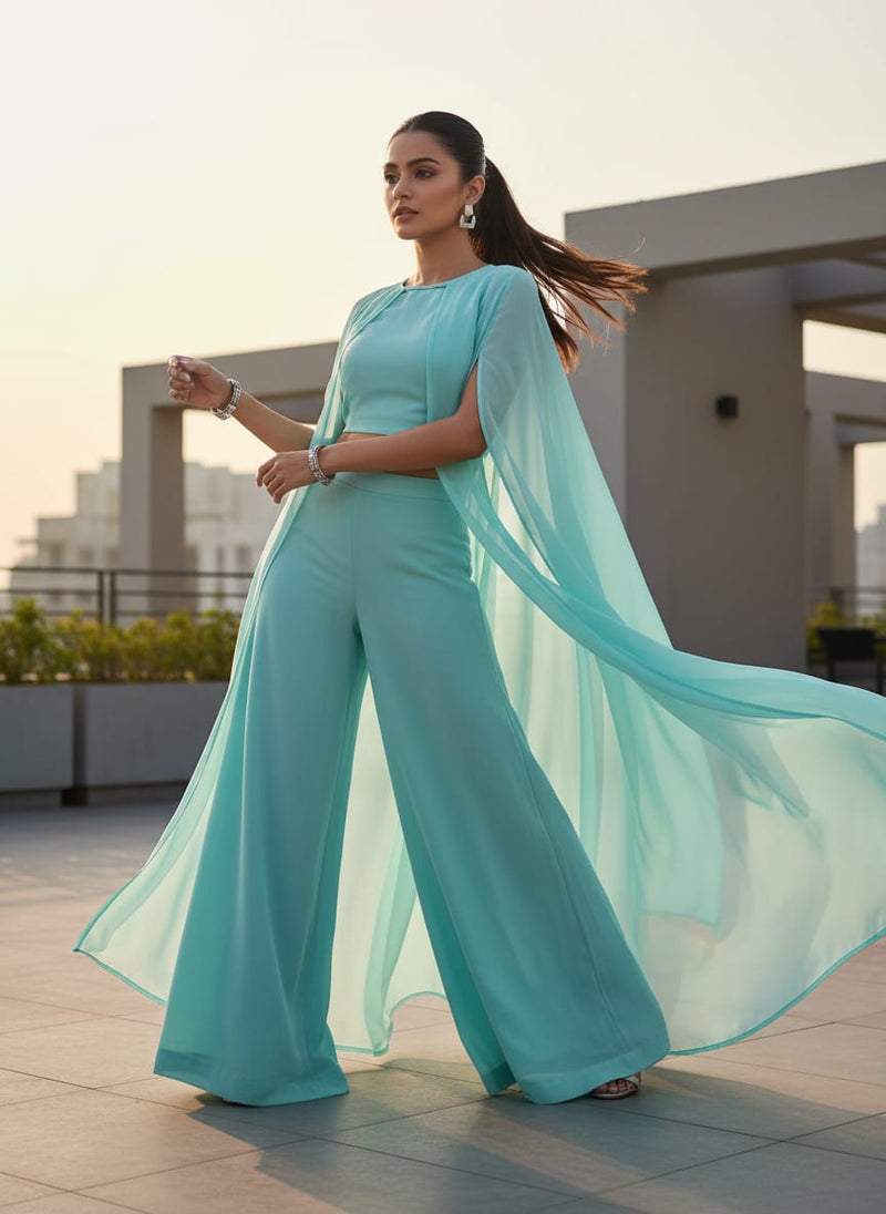 Pastel Blue Colour Pure Organza Plain Dyed Fabric