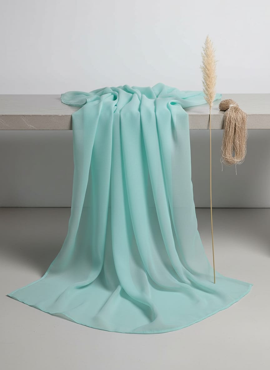 This fabric captures the weightless, ethereal beauty of a calm, sunlit sea.