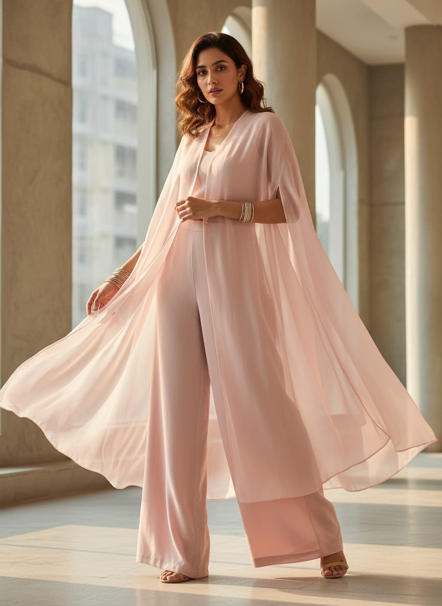 Peach Colour Pure Organza Plain Dyed Fabric