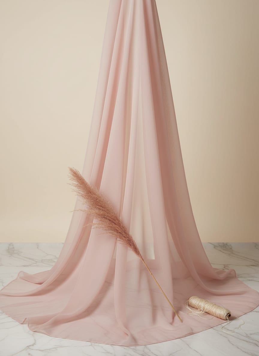 Peach Organza Plain Dyed Fabric