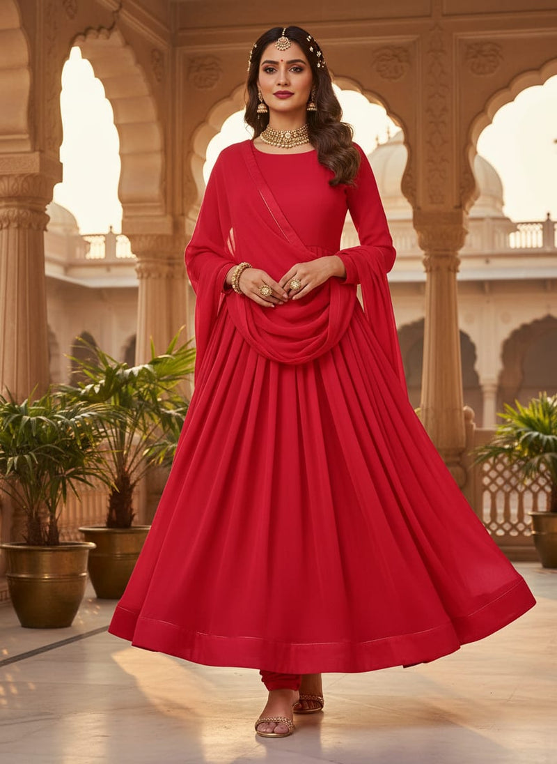 Gajari Colour Pure Chinon Plain Dyed Fabric