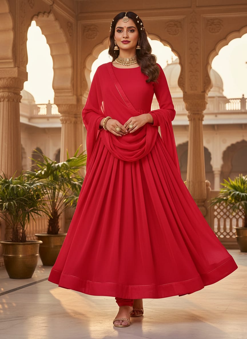 Gajari Colour Pure Chinon Plain Dyed Fabric