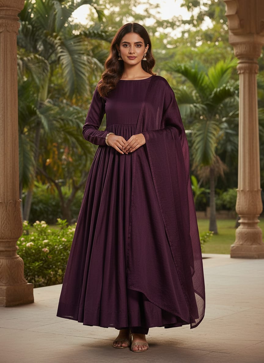Wine Colour Pure Chinon Plain Dyed Fabric