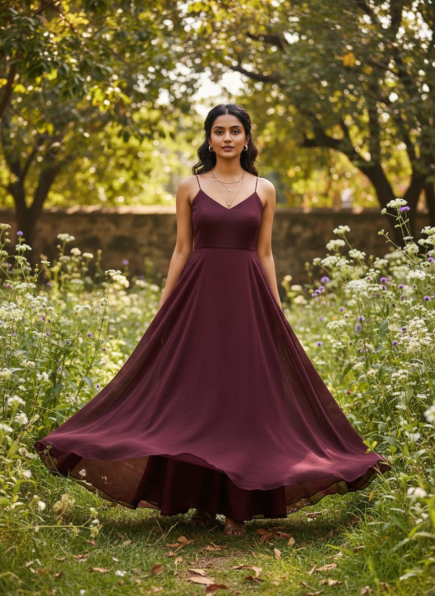 Wine Colour Pure Chinon Plain Dyed Fabric