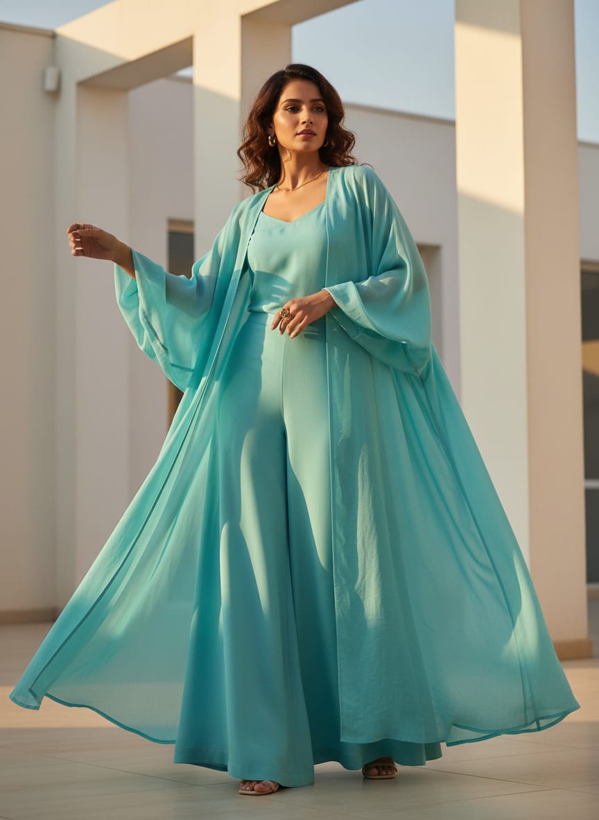 Pastel Blue Colour Pure Chinon Plain Dyed Fabric