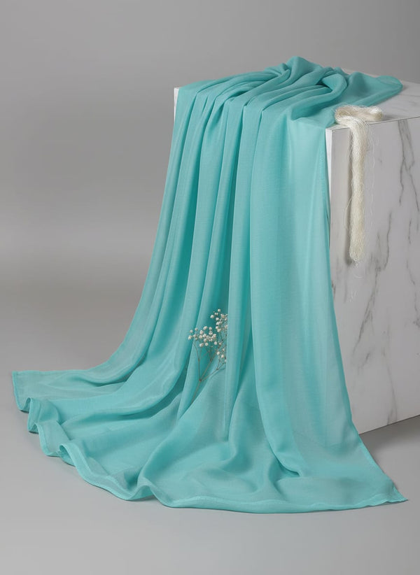Pastel Blue Colour Pure Chinon Plain Dyed Fabric - Fabric Editorial Studio Flatlay Lookbook - PLPC-0-PL1971-108