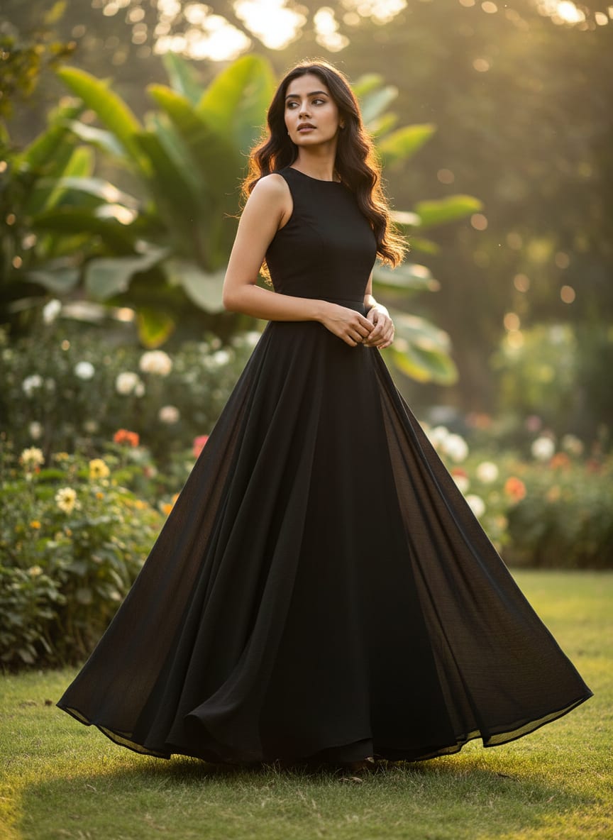 Black Colour Pure Chinon Plain Dyed Fabric