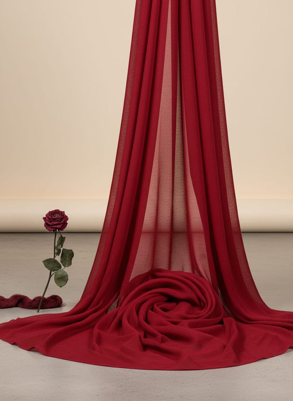 Red Colour Pure Chinon Plain Dyed Fabric - Fabric Editorial Studio Flatlay Lookbook - PLPC-0-PL1961-108