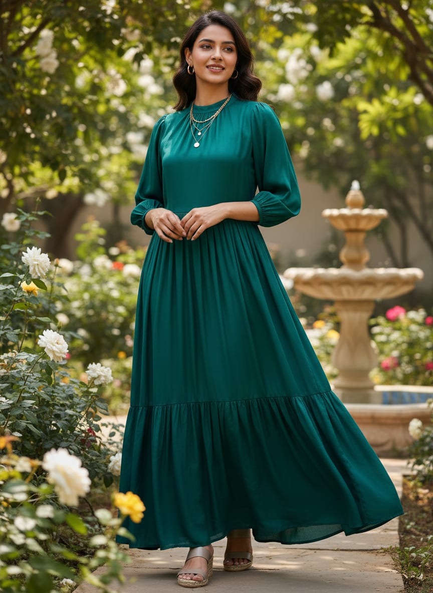 Sea Green Colour Pure Chinon Plain Dyed Fabric