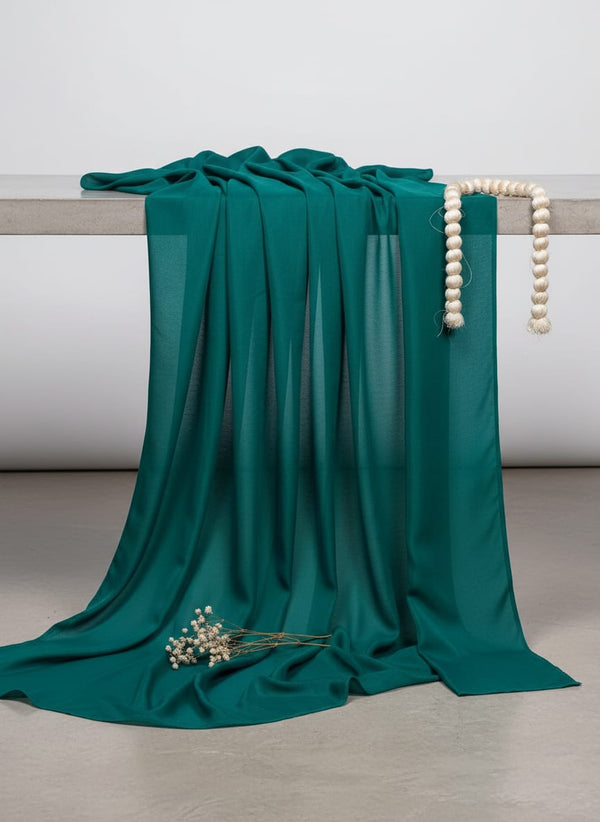 Sea Green Colour Pure Chinon Plain Dyed Fabric - Fabric Editorial Studio Flatlay Lookbook - PLPC-0-PL1957-108