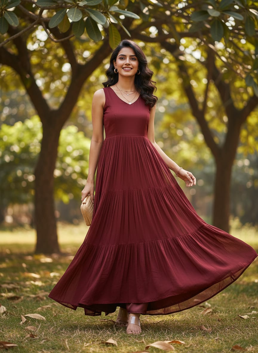 Maroon Colour Pure Chinon Plain Dyed Fabric