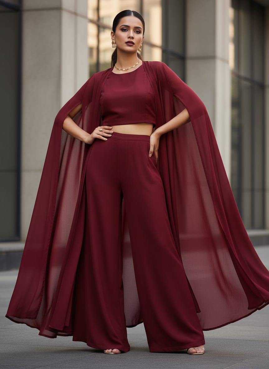 Maroon Colour Pure Chinon Plain Dyed Fabric
