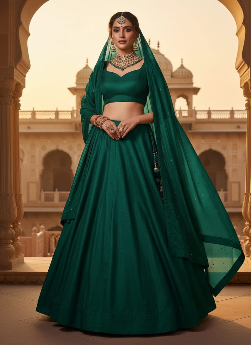 Bottel Green Colour Pure Upada Plain Dyed Fabric