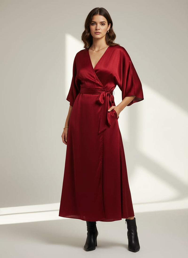 Maroon Colour Pure Crepe  Plain Dyed Fabric