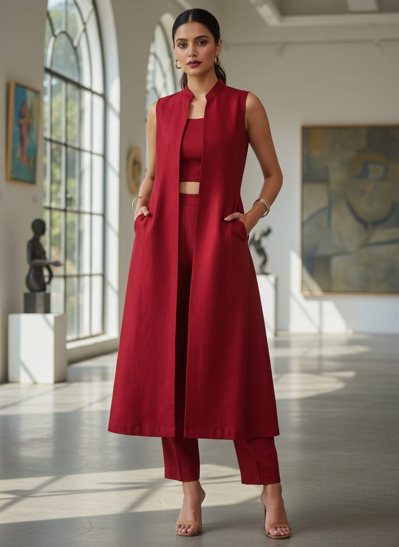 Maroon Colour Pure Crepe  Plain Dyed Fabric