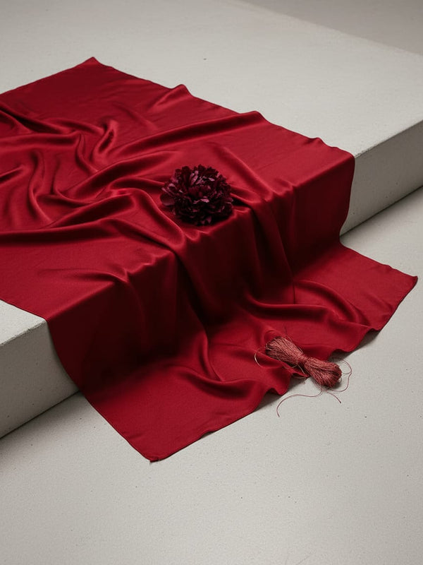 Maroon Colour Pure Crepe  Plain Dyed Fabric