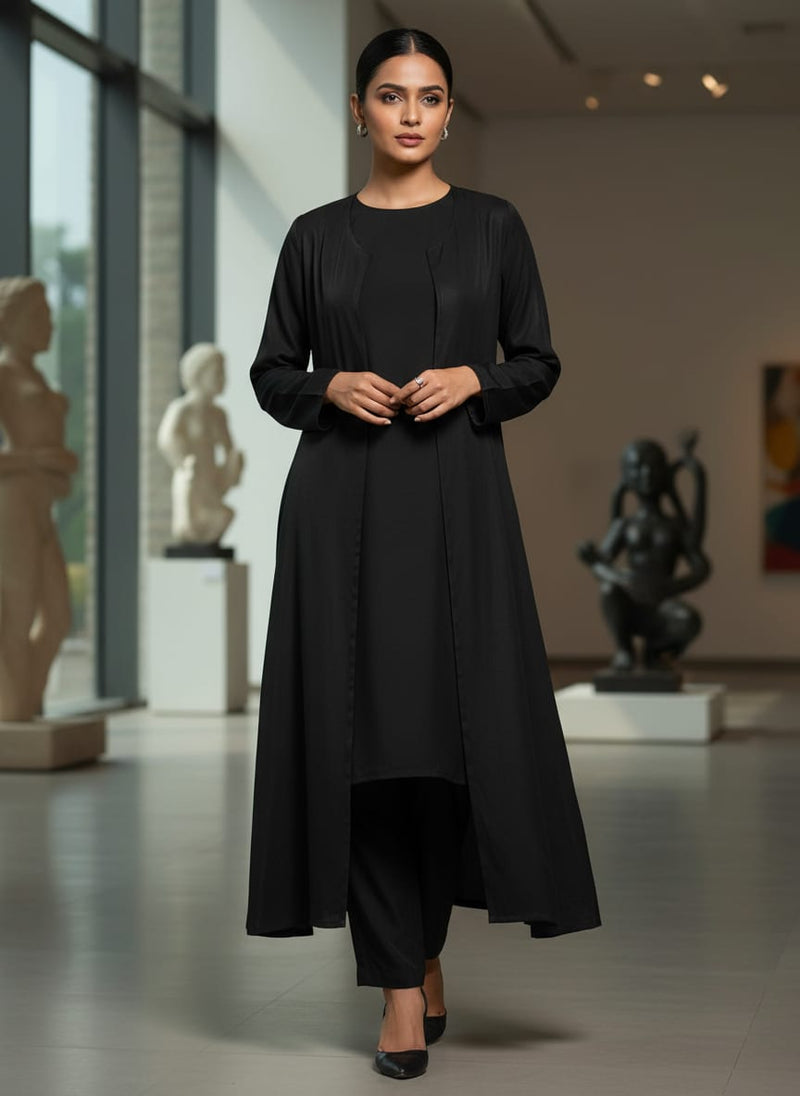 Black Colour Pure Crepe Plain Dyed Fabric