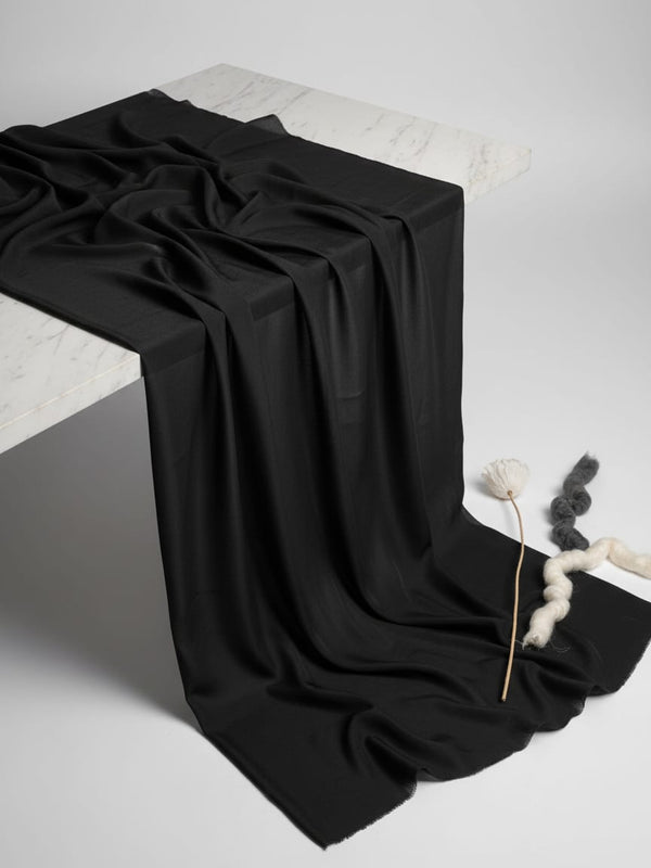 Black Colour Pure Crepe Plain Dyed Fabric