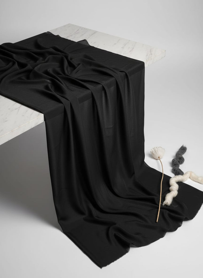 Black Colour Pure Crepe Plain Dyed Fabric
