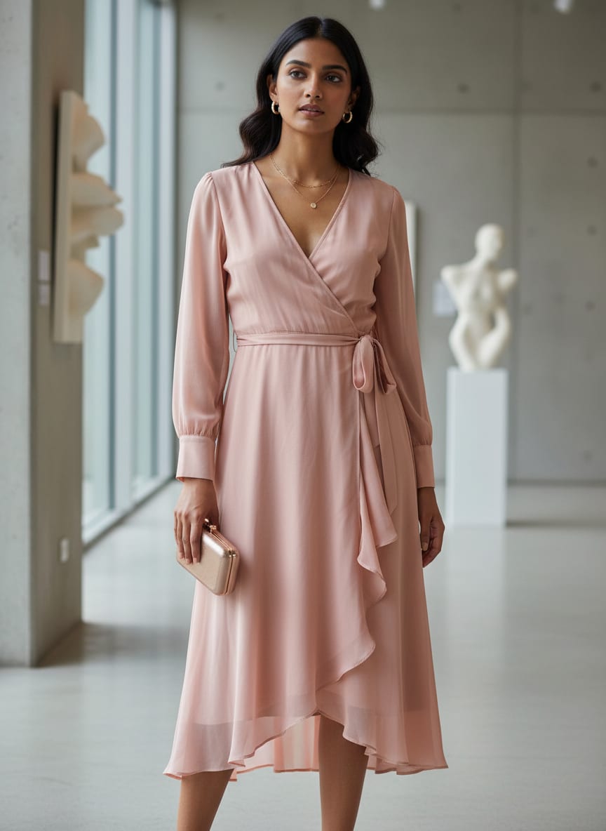 Peach Colour Pure Crepe Plain Dyed Fabric