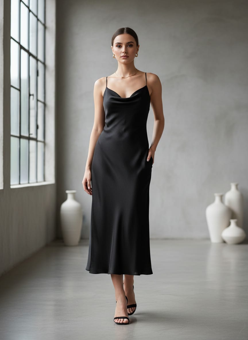 Black Colour Upada Silk Plain Dyed Fabric