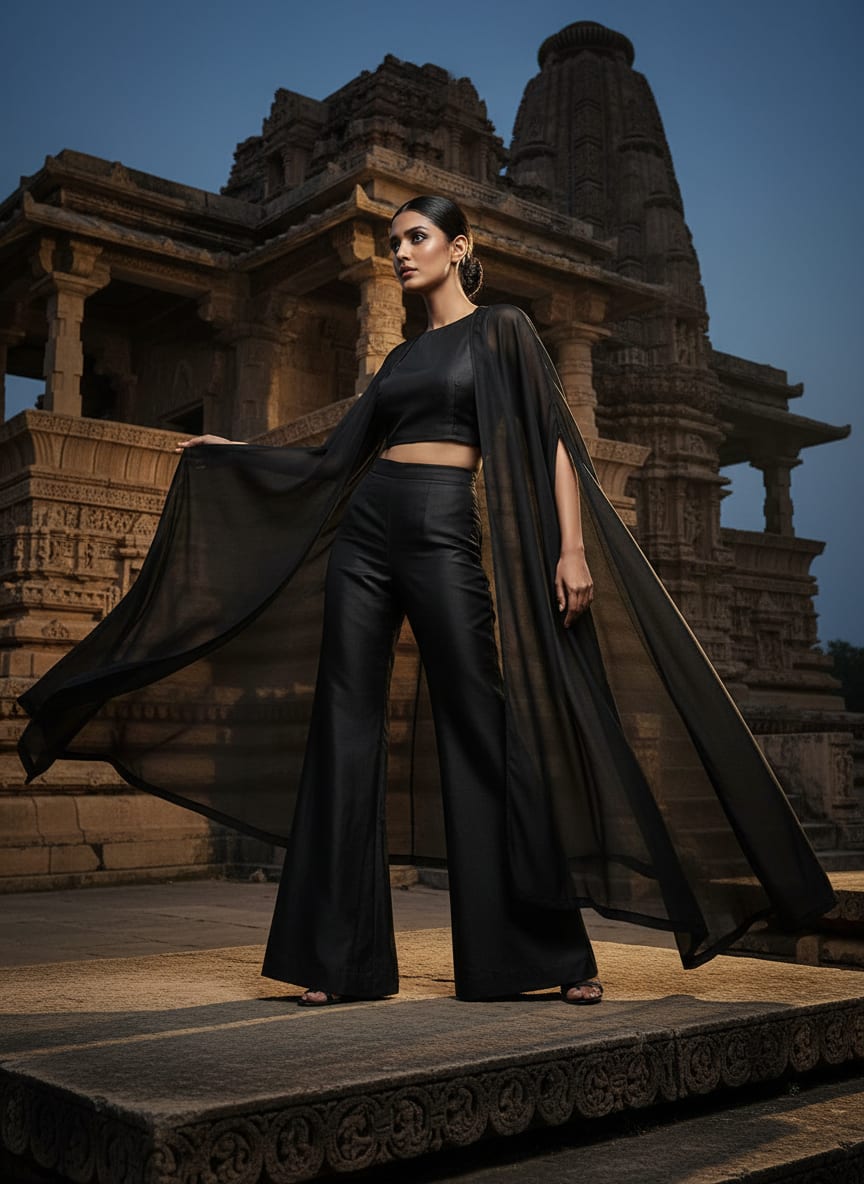 Black Colour Upada Silk Plain Dyed Fabric