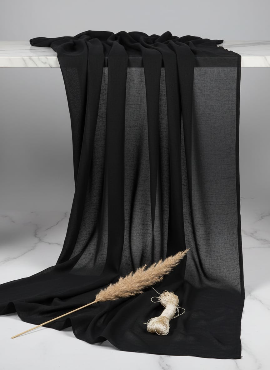 A testament to timeless elegance, its deep hue and fluid drape create pure sophistication.