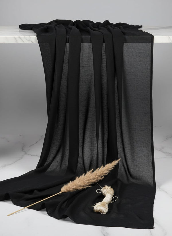 Black Colour Upada Silk Plain Dyed Fabric - Fabric Editorial Studio Flatlay Lookbook - PLUS-0-PL1921-110