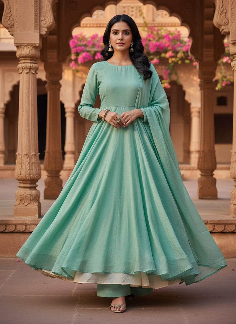 Pista Green Colour Upada Silk Plain Dyed Fabric
