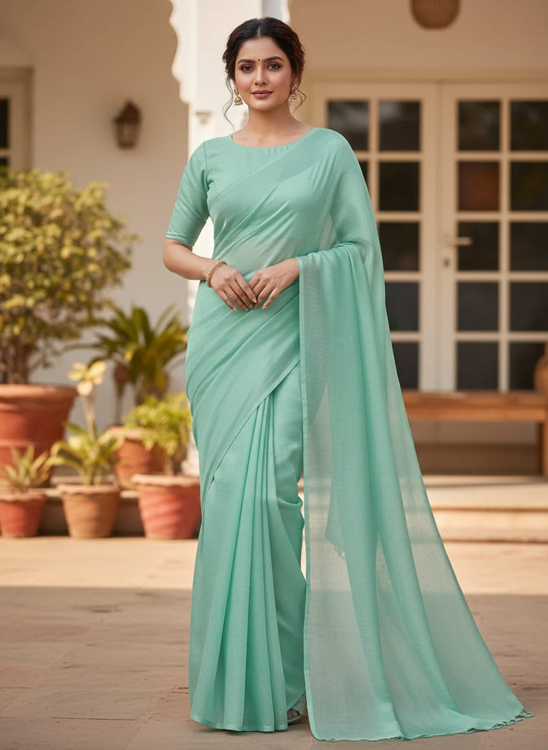 Pista Green Colour Upada Silk Plain Dyed Fabric