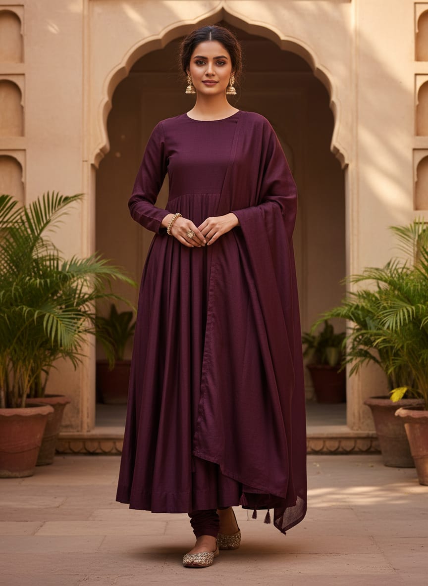Wine Colour Upada Silk Plain Dyed Fabric