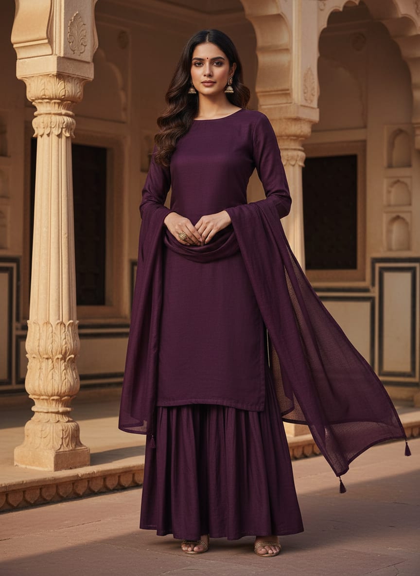 Wine Colour Upada Silk Plain Dyed Fabric