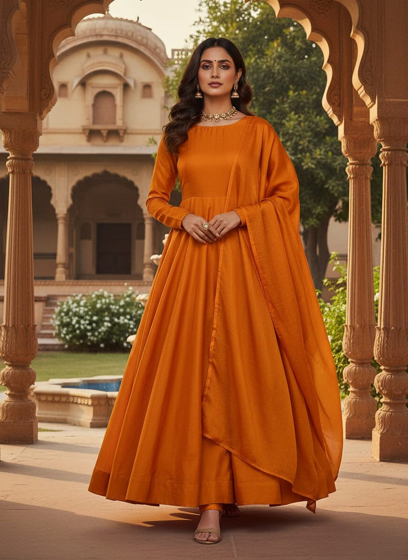 Gold Colour Upada Silk Plain Dyed Fabric