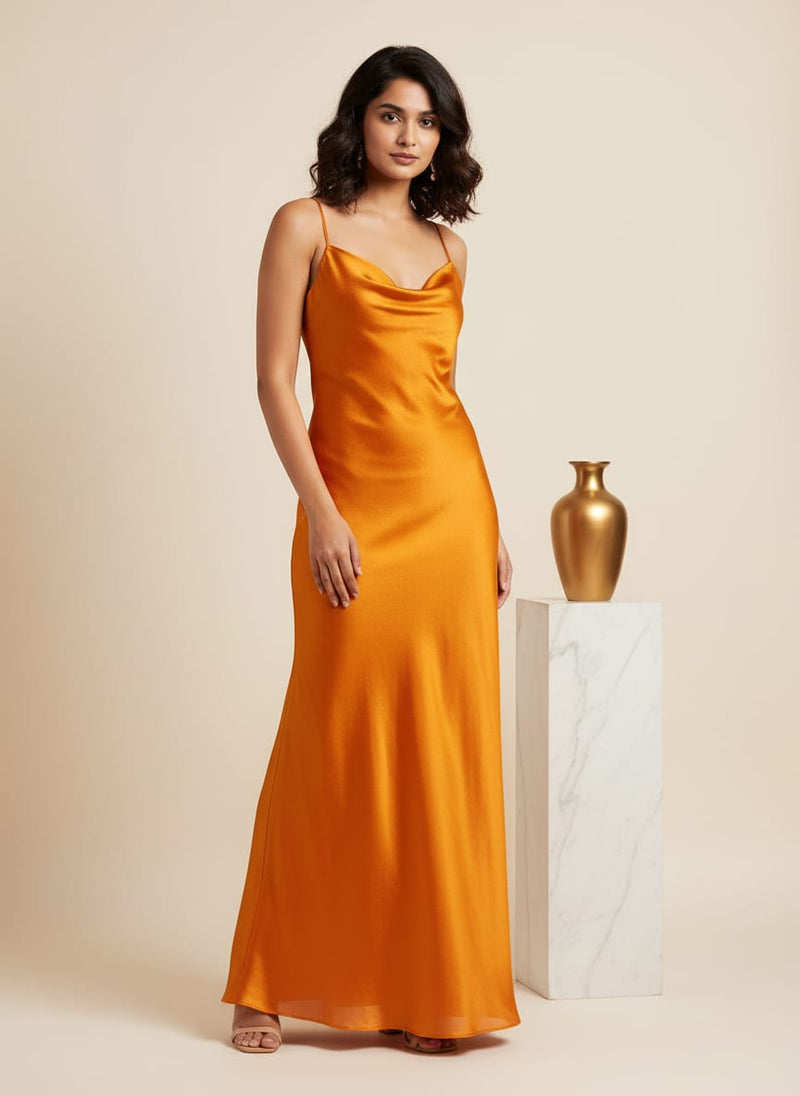Gold Colour Upada Silk Plain Dyed Fabric