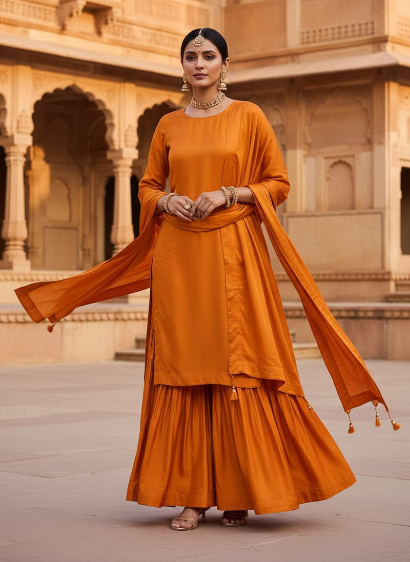 Gold Colour Upada Silk Plain Dyed Fabric