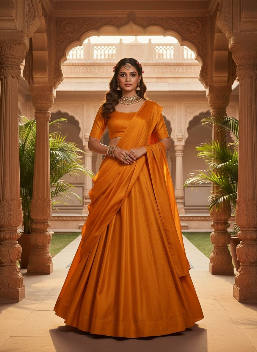 Gold Colour Upada Silk Plain Dyed Fabric